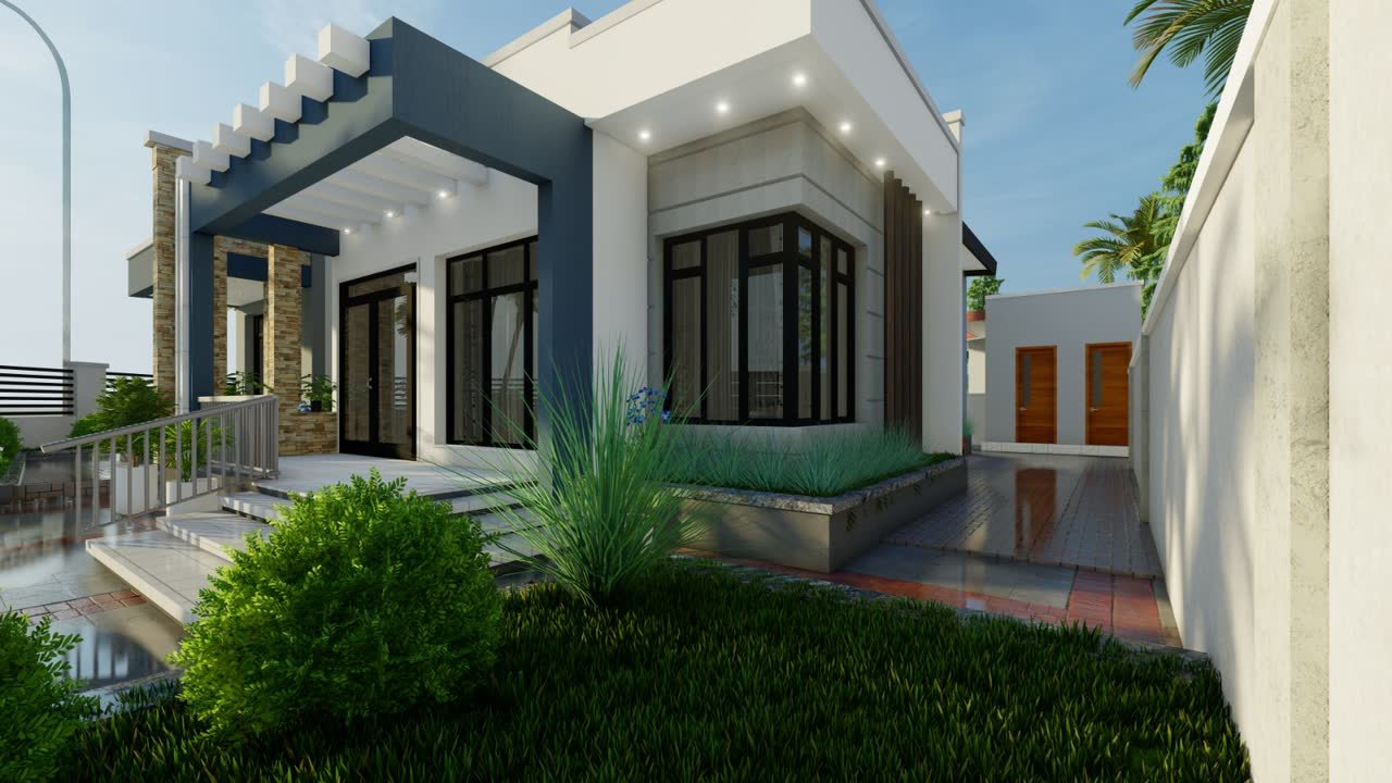 3D architectural design concept rendering of the residence before construction
