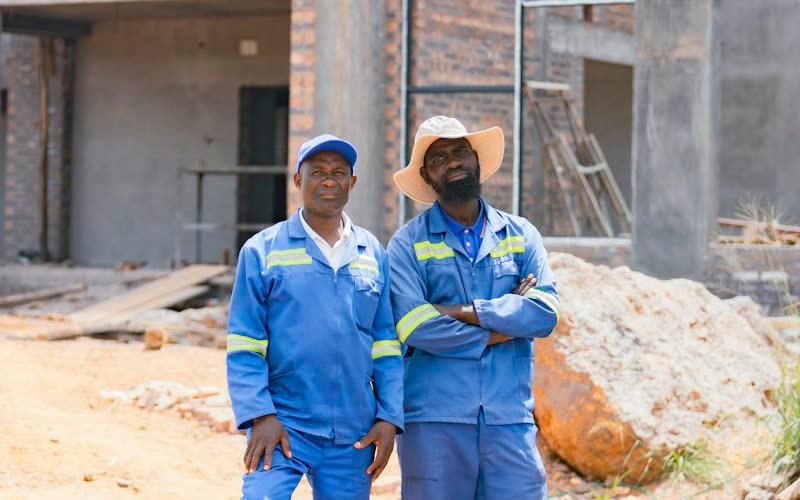 African construction crew at a building site
